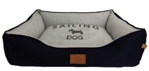 cama de cachorro porte médio cor cinza e azul escuro