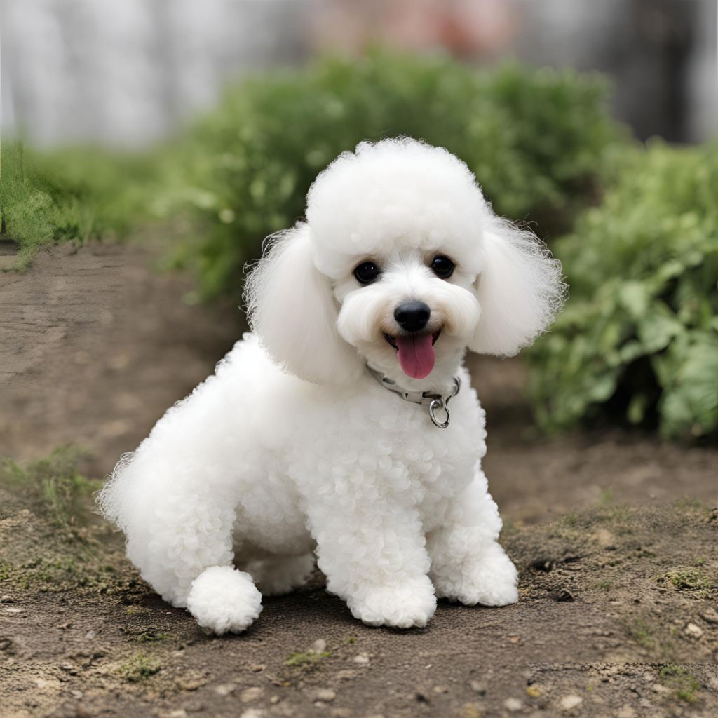poodle toy branco sentado no chão